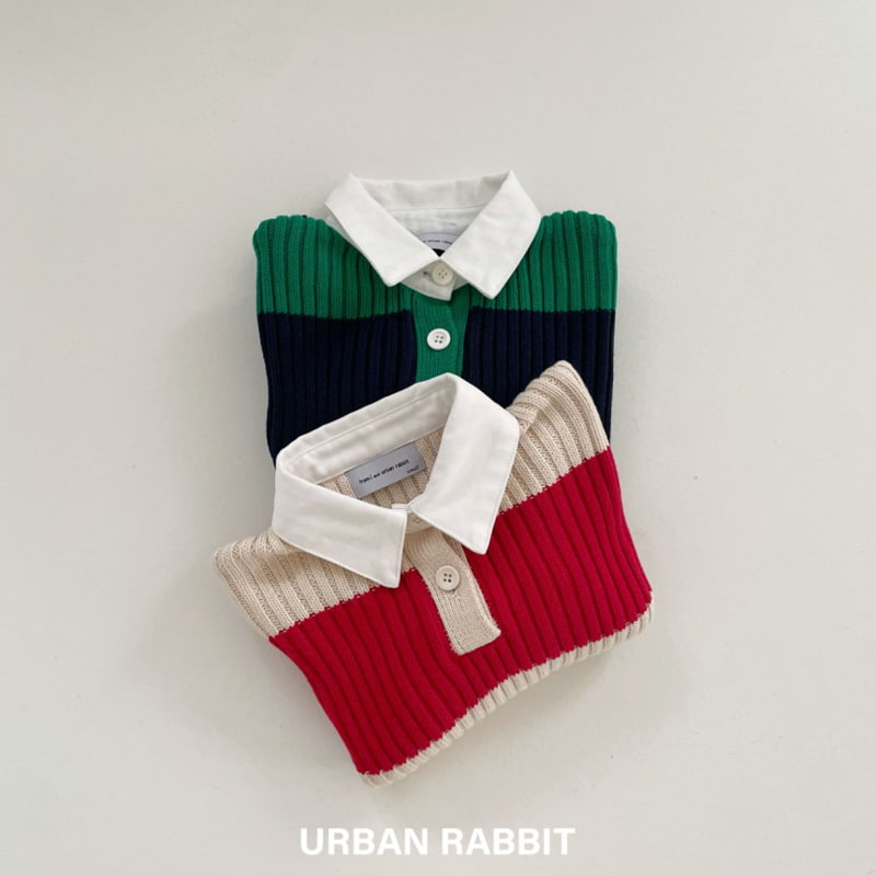 Urban Rabbit - Korean Children Fashion - #kidsshorts - Stripe Collar Knit Pullover - 12