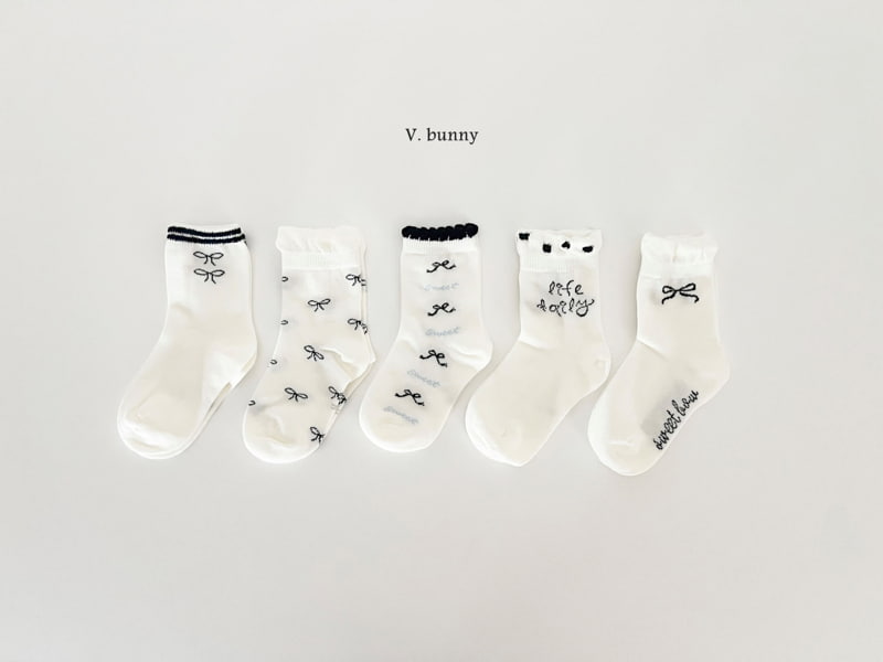 V Bunny - Korean Children Fashion - #prettylittlegirls - Ribbon Tweet Socks - 12