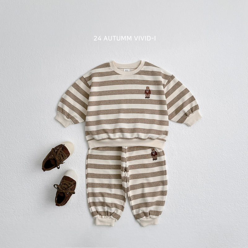 Vivid I - Korean Children Fashion - #Kfashion4kids - Bear Stripe Set - 5