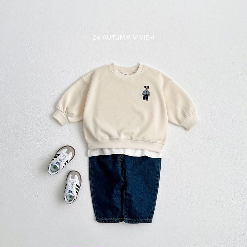 Vivid I - Korean Children Fashion - #kidsshorts - Block Embroidery Sweatshirts - 7