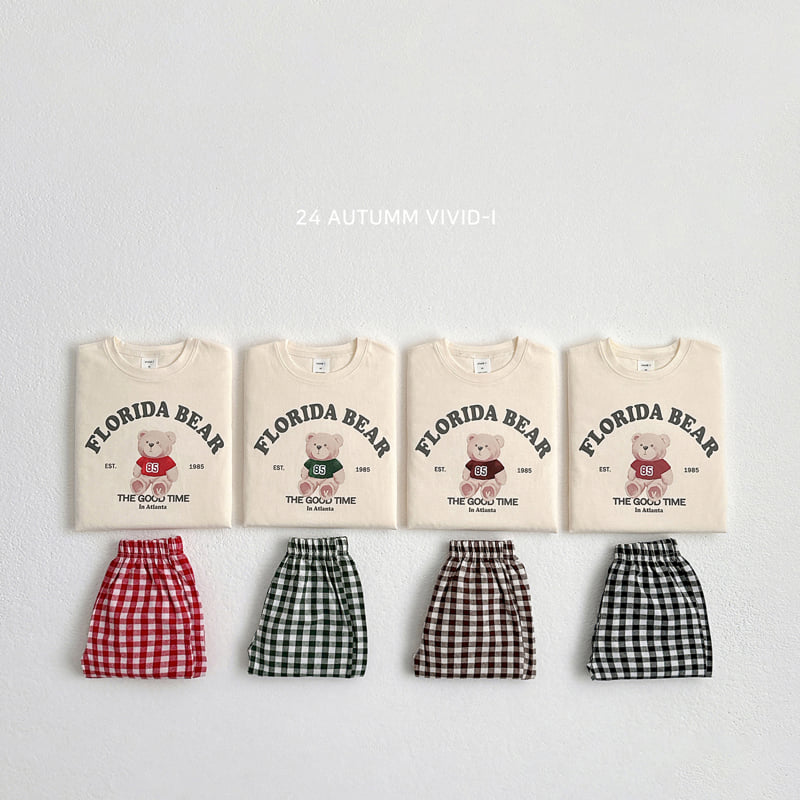 Vivid I - Korean Children Fashion - #littlefashionista - Bear Check Set - 3