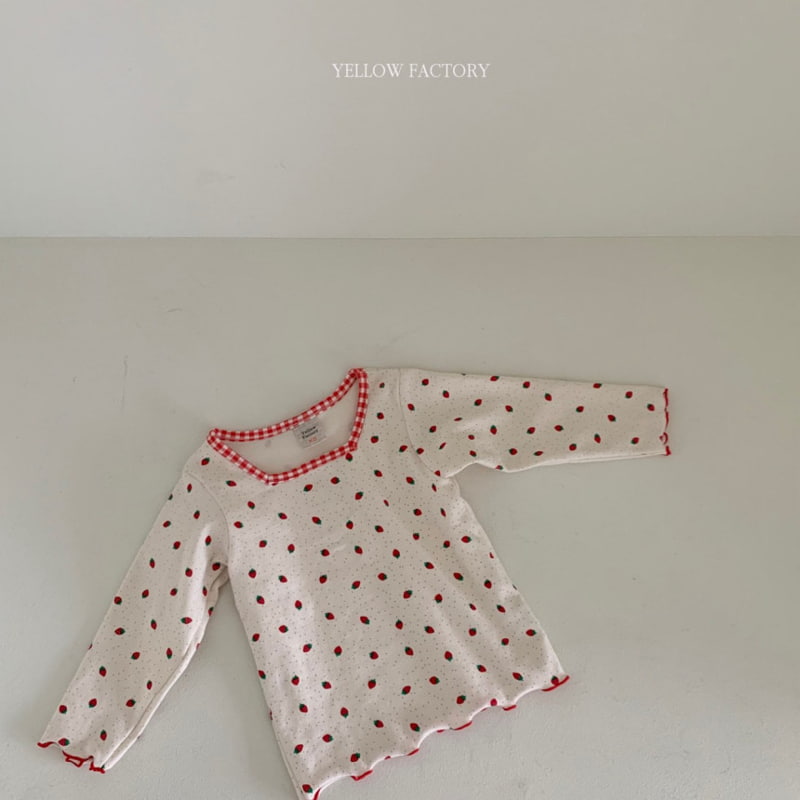 Yellow Factory - Korean Children Fashion - #kidzfashiontrend - Strawberry Check Tee - 4