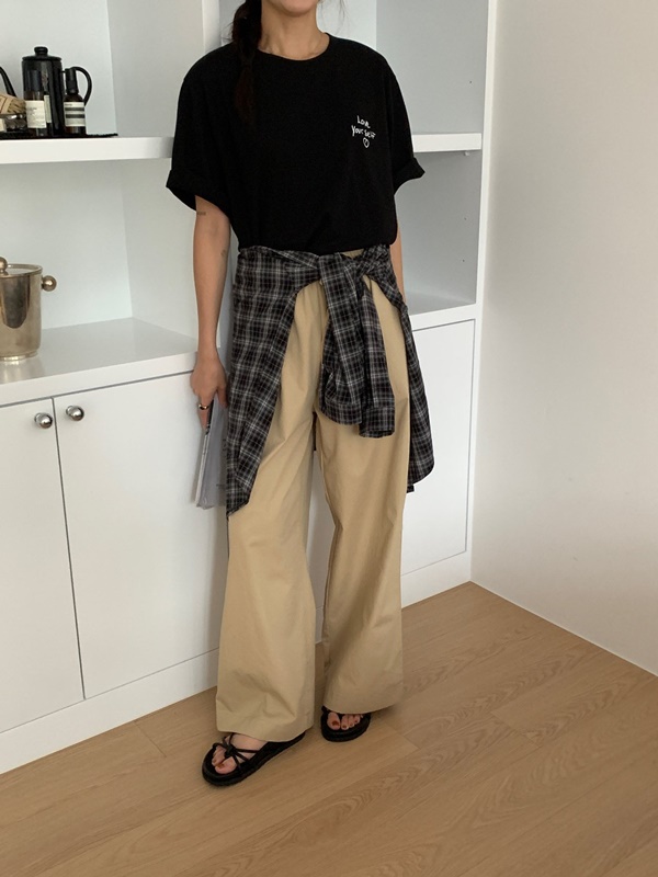Cotton Wide Tie Pants