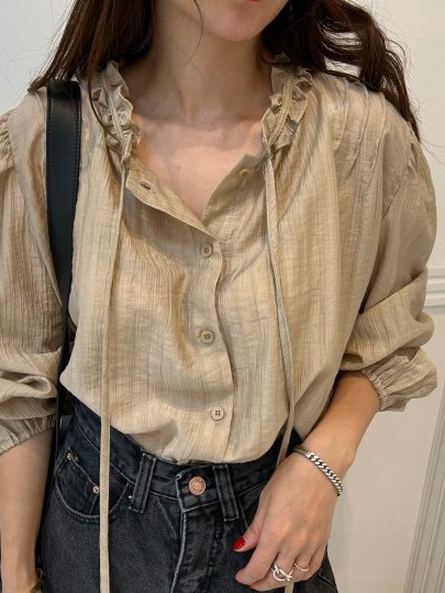 Pintuck String Blouse