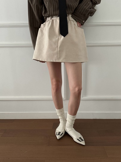 Suede Balloon Mini Skirt