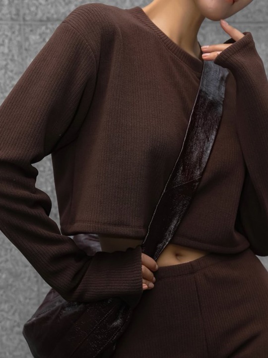 Rib Crop Long Sleeved Top
