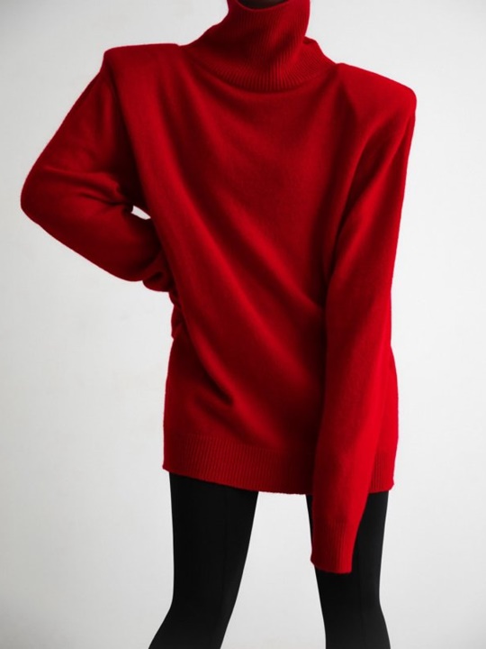 Turtleneck Padded Shoulder Mini Dress