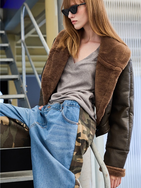 Camo Half Sweat Denim Pants