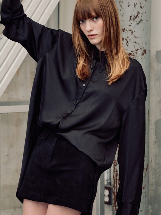Satin Boxy Button Blouse