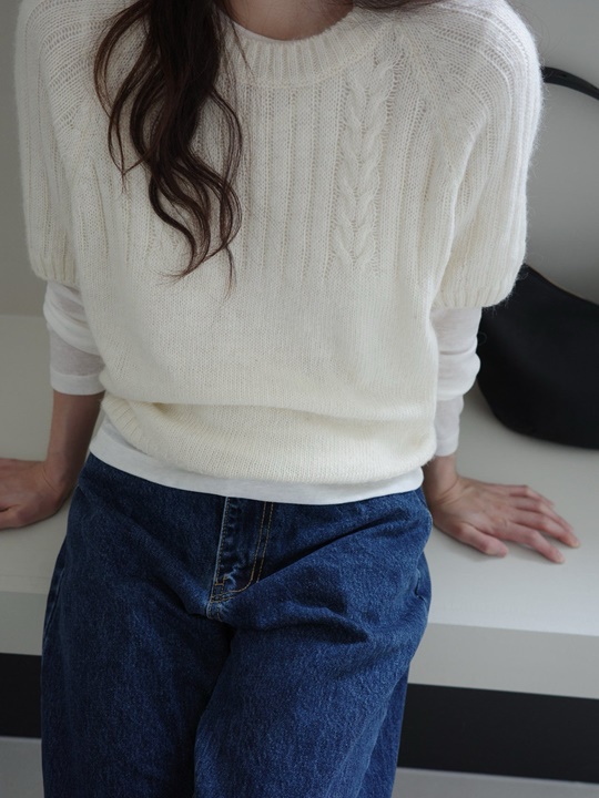 Mohair Fisher Short Sleeved Knit Top