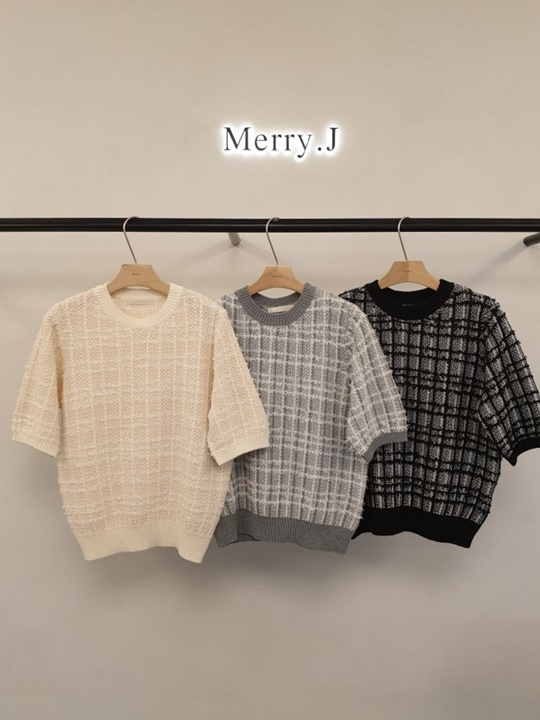 Tweed Round Knit Top