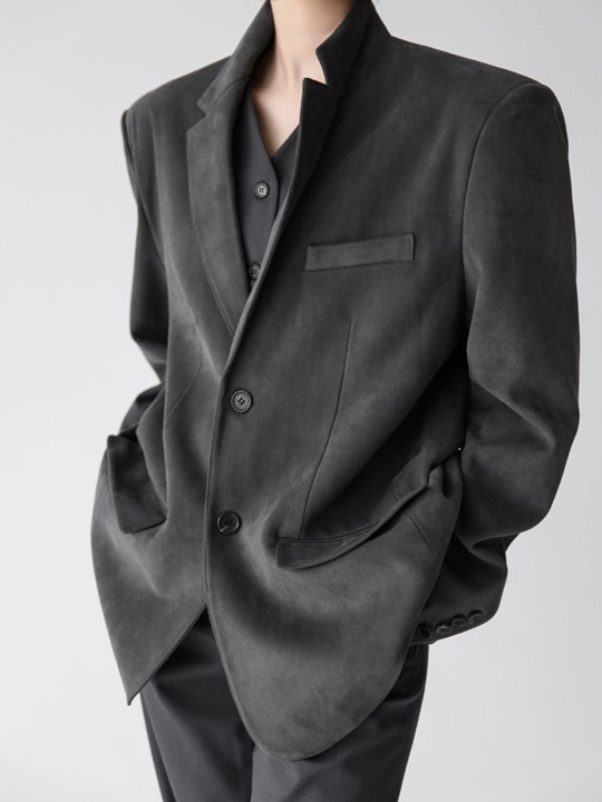 Classic Oversized Suede Two Button Blazer