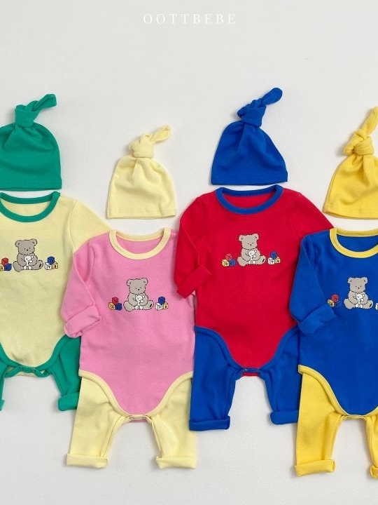 Block Bear Bodysuit Set