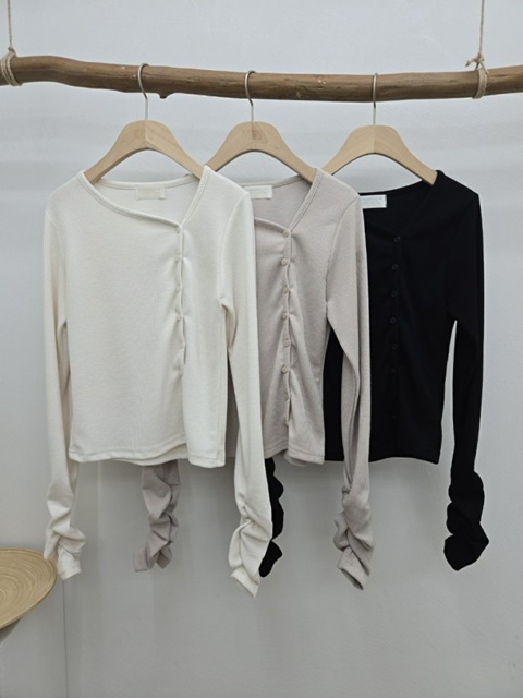 Sleeve Shirring Cardigan