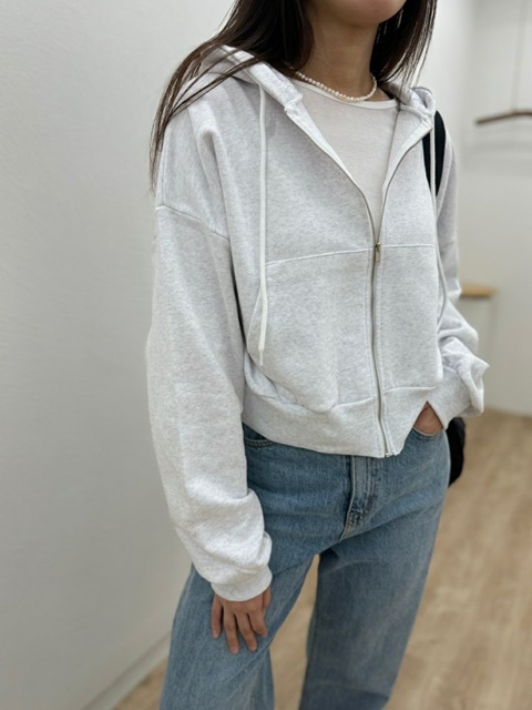 Half Hood Zip-up Jacket