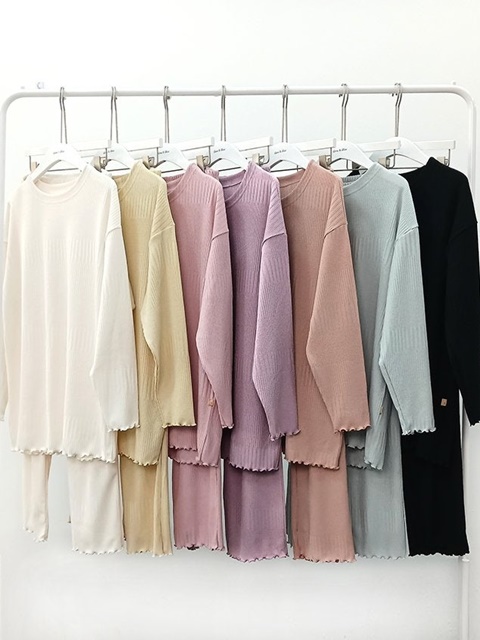 Mom Luxury Rib Top Bottom Set