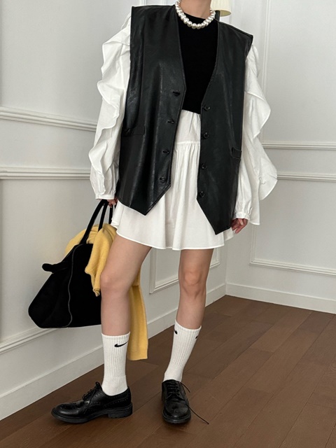 Leather Boxy Vest