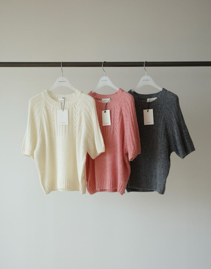 Amygrace - Korean Women Fashion - #momslook - Mohair Fisher Short Sleeved Knit Top - 11