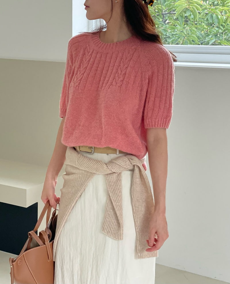 Amygrace - Korean Women Fashion - #momslook - Mohair Fisher Short Sleeved Knit Top - 7