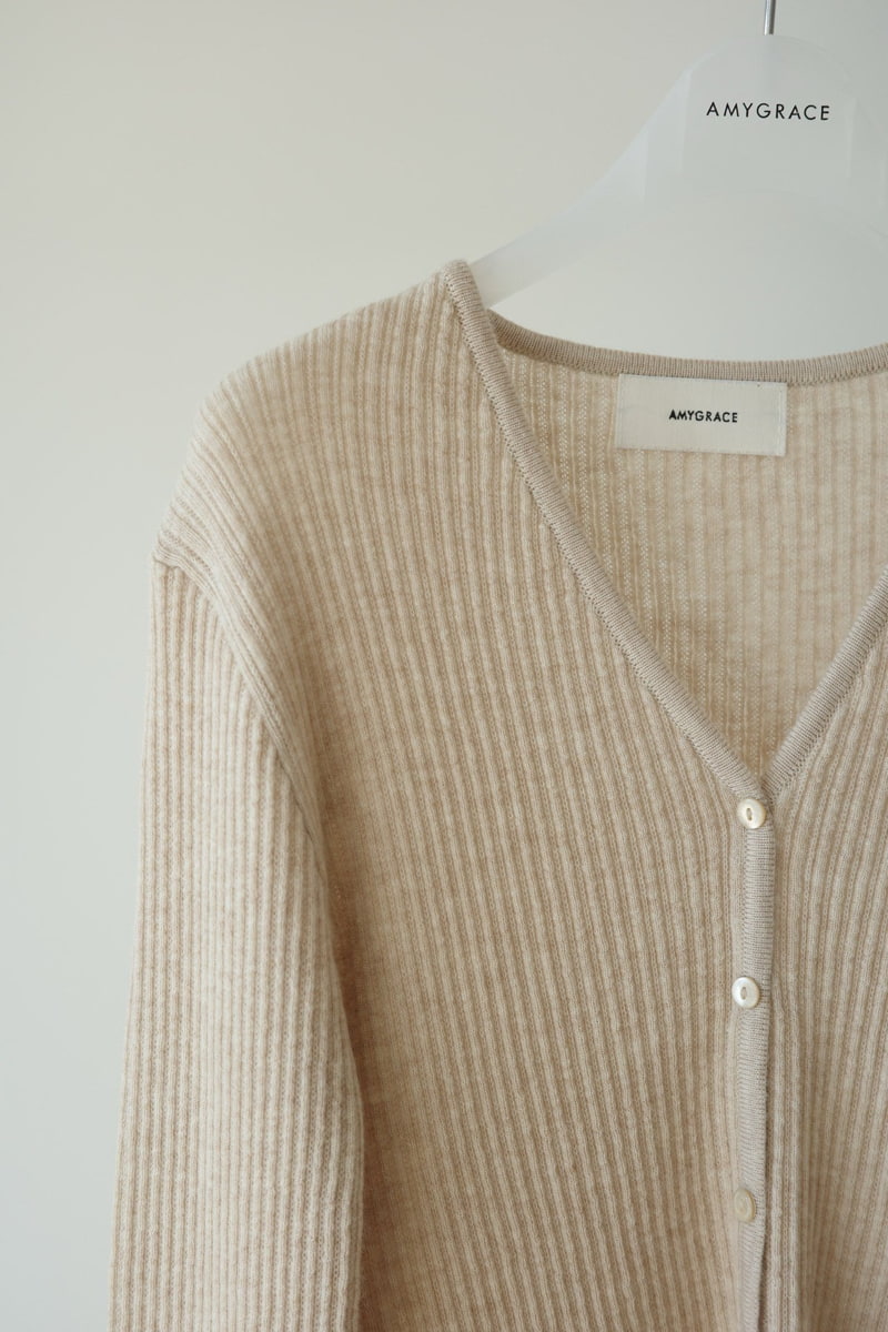 Amygrace - Korean Women Fashion - #momslook - Bazel Rib V Cardigan - 11