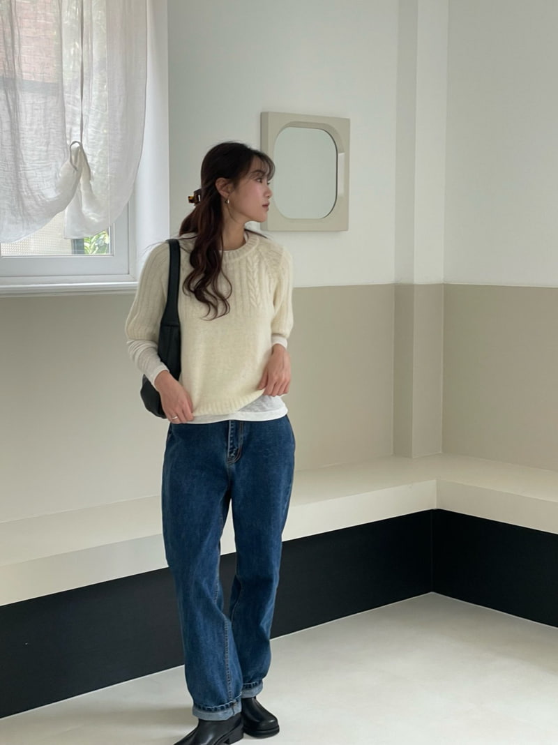 Amygrace - Korean Women Fashion - #restrostyle - Mohair Fisher Short Sleeved Knit Top - 2