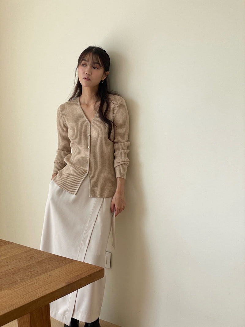Amygrace - Korean Women Fashion - #shopsmall - Bazel Rib V Cardigan - 2