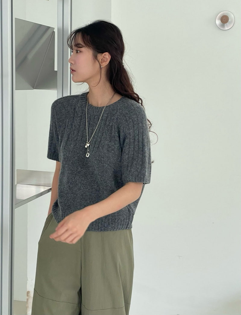 Amygrace - Korean Women Fashion - #thatsdarling - Mohair Fisher Short Sleeved Knit Top - 5