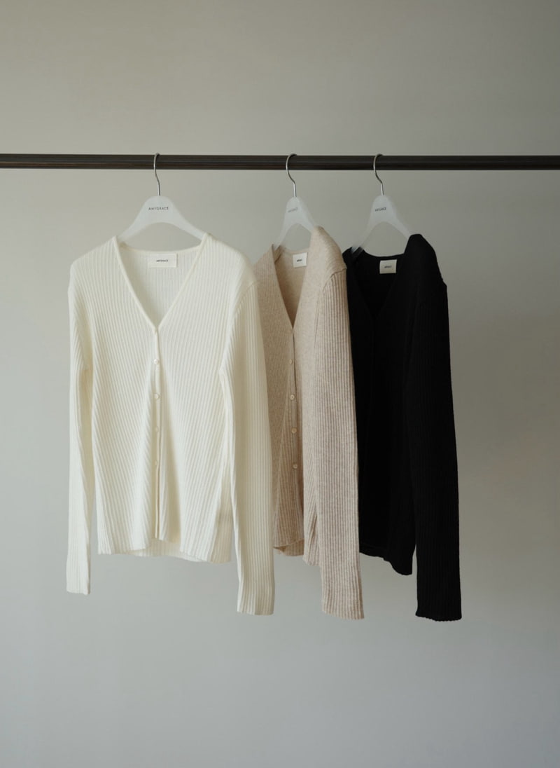 Amygrace - Korean Women Fashion - #womensfashion - Bazel Rib V Cardigan - 10