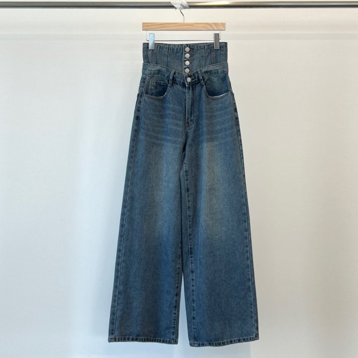 Another Avenue - Korean Women Fashion - #momslook - Corset Denim Pants