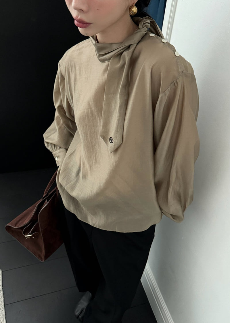 Auver_Fit - Korean Women Fashion - #vintageinspired - Scarf See Through Blouse - 2
