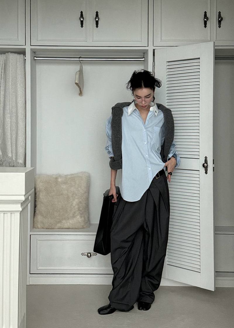 Auver_Fit - Korean Women Fashion - #vintageinspired - Colored Wave Shirt