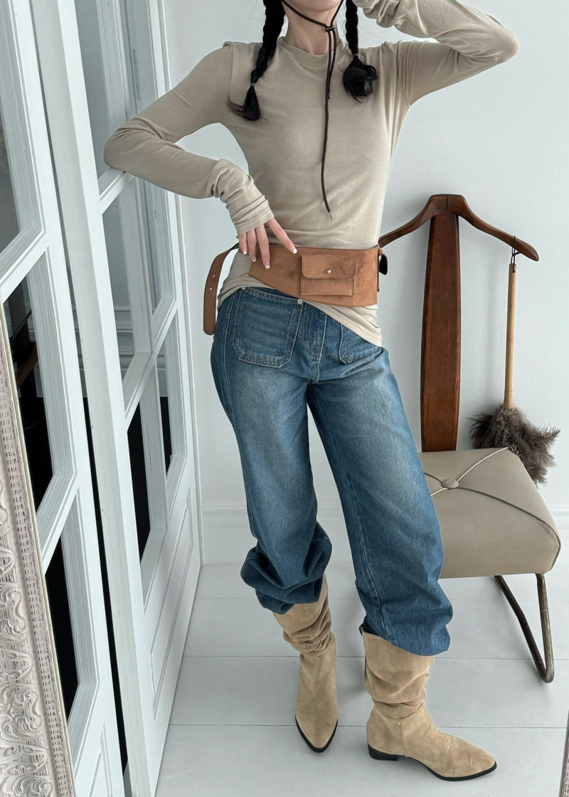 Auver_Fit - Korean Women Fashion - #vintagekidsstyle - Two Pocket Denim Pants - 3