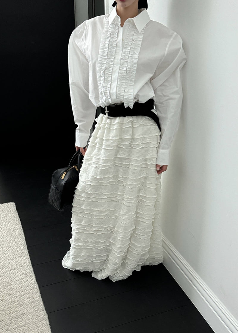 Auver_Fit - Korean Women Fashion - #vintageinspired - Half Frill Shirt - 4