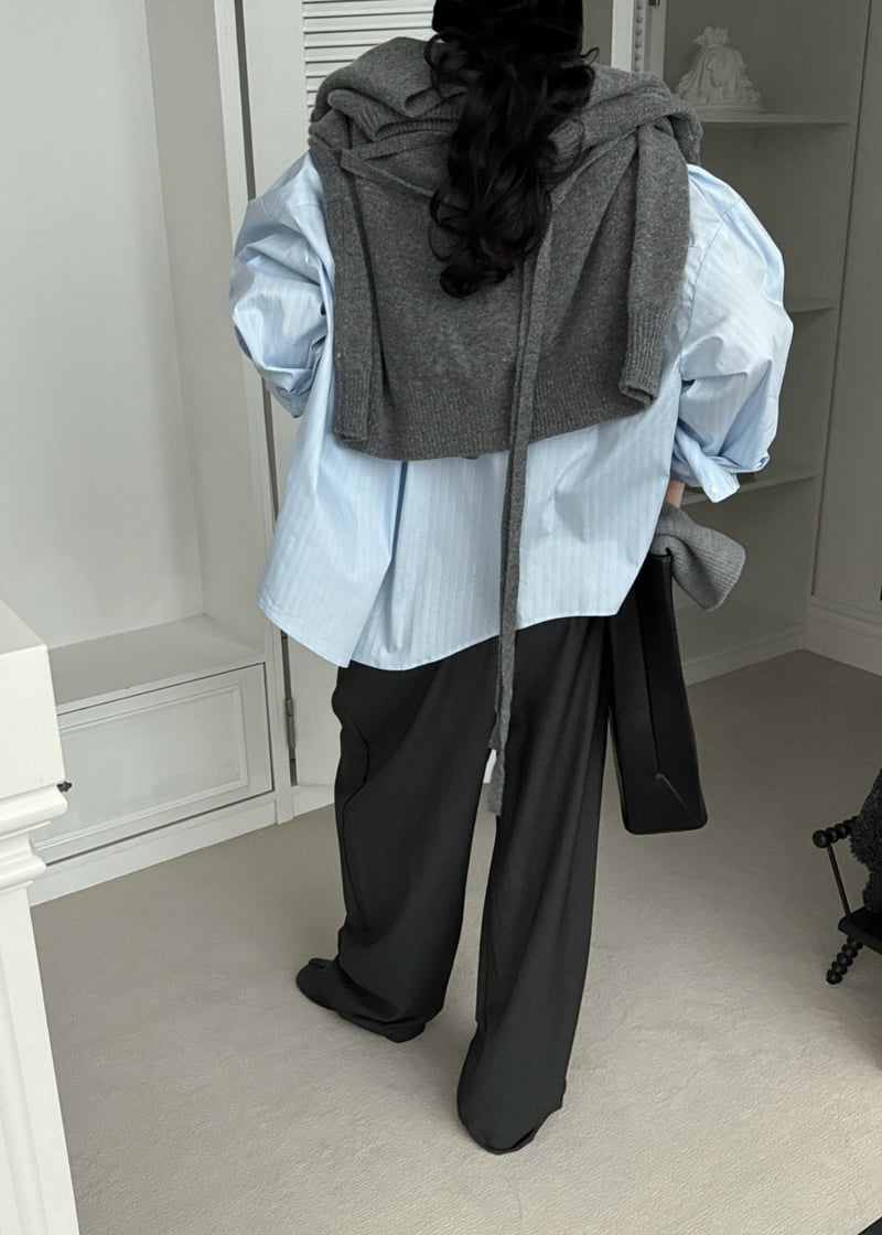Auver_Fit - Korean Women Fashion - #vintagekidsstyle - Colored Wave Shirt - 2