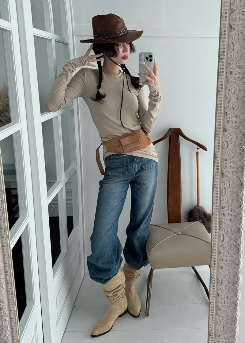 Auver_Fit - Korean Women Fashion - #womensfashion - Two Pocket Denim Pants