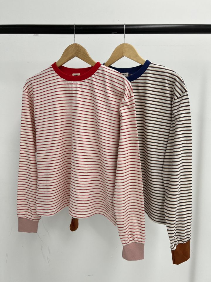 Enten - Korean Women Fashion - #womensfashion - Maple Stripe Tee - 7