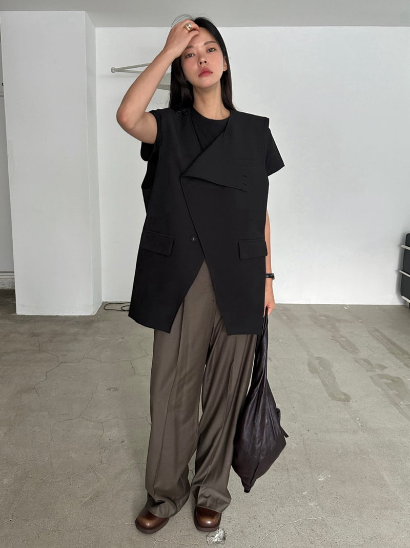 Jade Market - Korean Women Fashion - #womensfashion - Diagonal Vest - 9