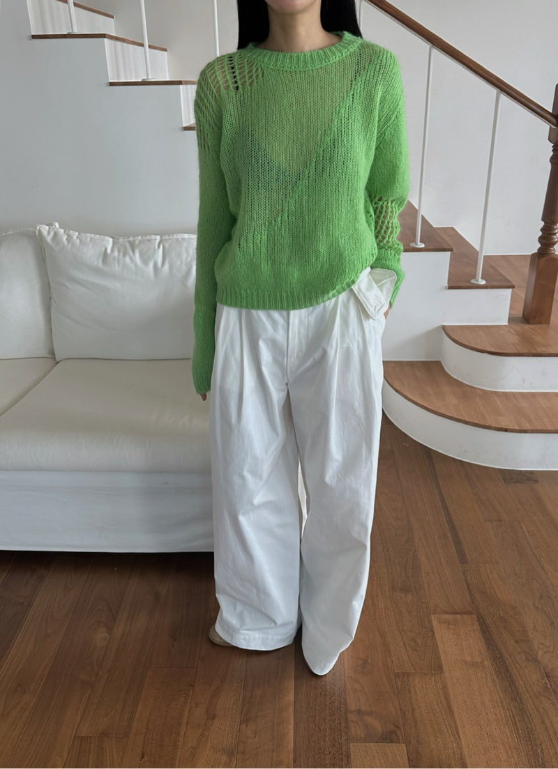 Jade Market - Korean Women Fashion - #womensfashion - Diagonal Damange Knit Pullover