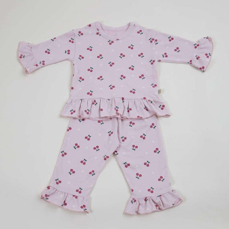 Lime & Blue - Korean Children Fashion - #kidsstore - Lovely Cherry Pajamas - 4