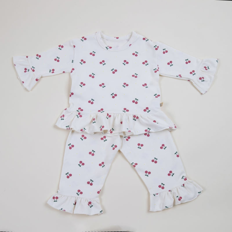Lime & Blue - Korean Women Fashion - #momslook - Mom Lovely Cherry Pajamas - 2
