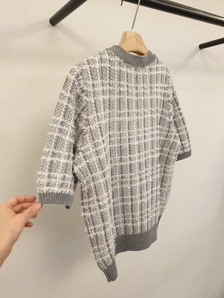 Merry J - Korean Women Fashion - #momslook - Tweed Round Knit Top - 6