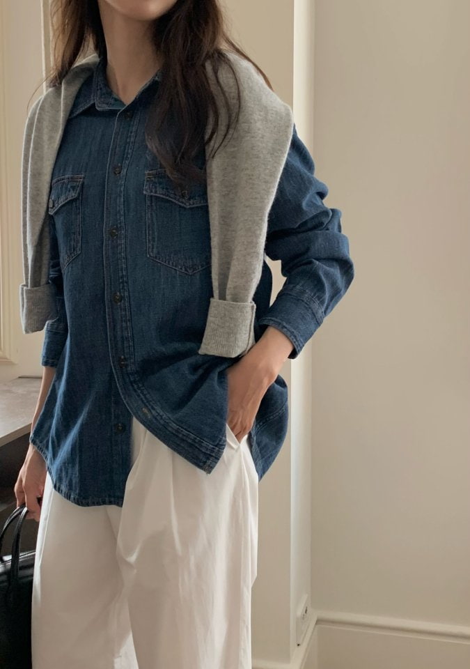 Moani - Korean Women Fashion - #momslook - Western Denim Shirts - 11