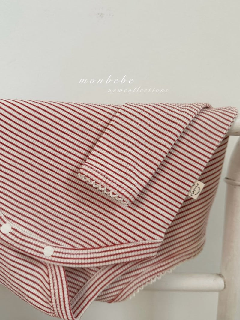 Monbebe - Korean Baby Fashion - #babywear - Mono Stripe Bodysuit with Bonnet - 4