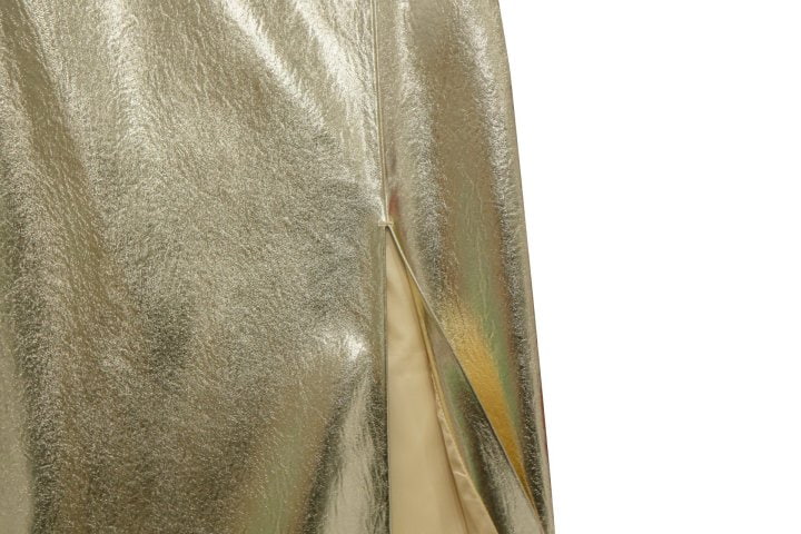Paper Moon - Korean Women Fashion - #pursuepretty - Metallic Leather Slit Pencile Skirt - 11