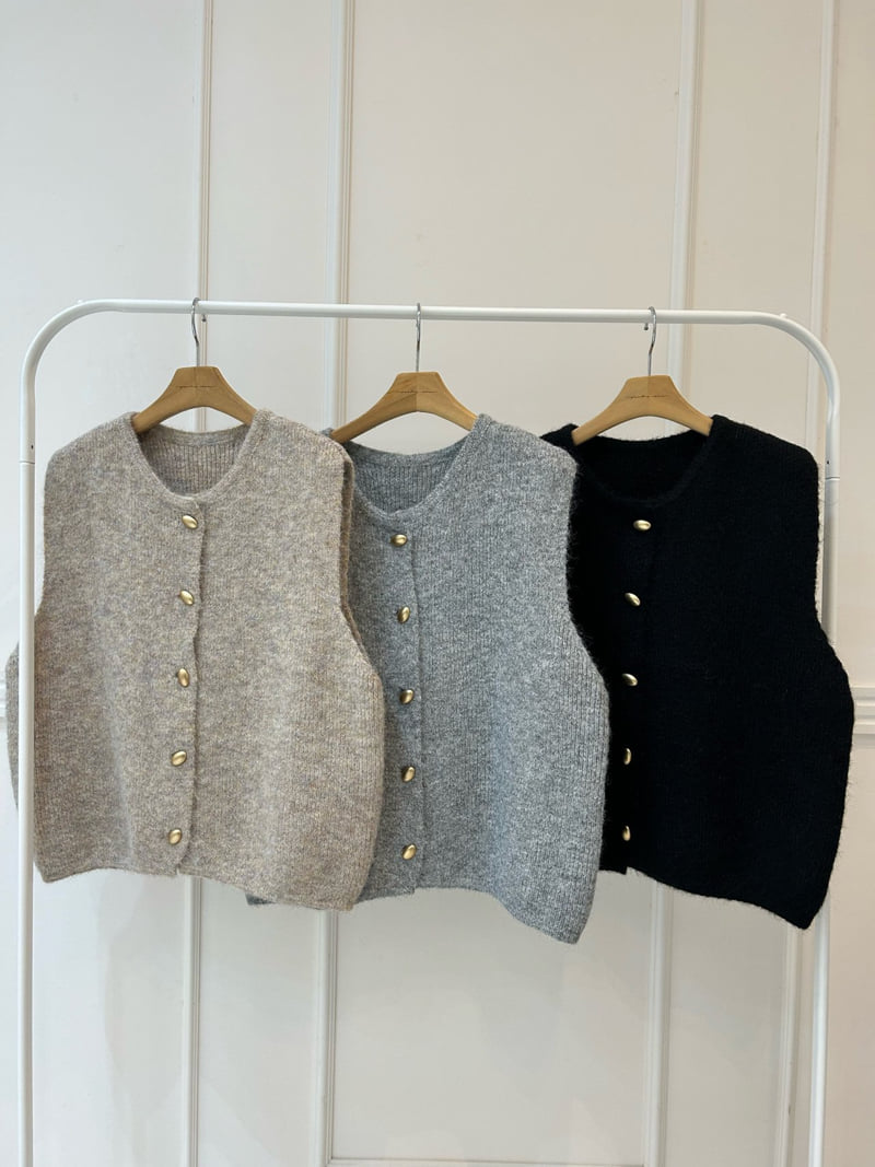 Pearls room - Korean Women Fashion - #momslook - Button Vest - 12