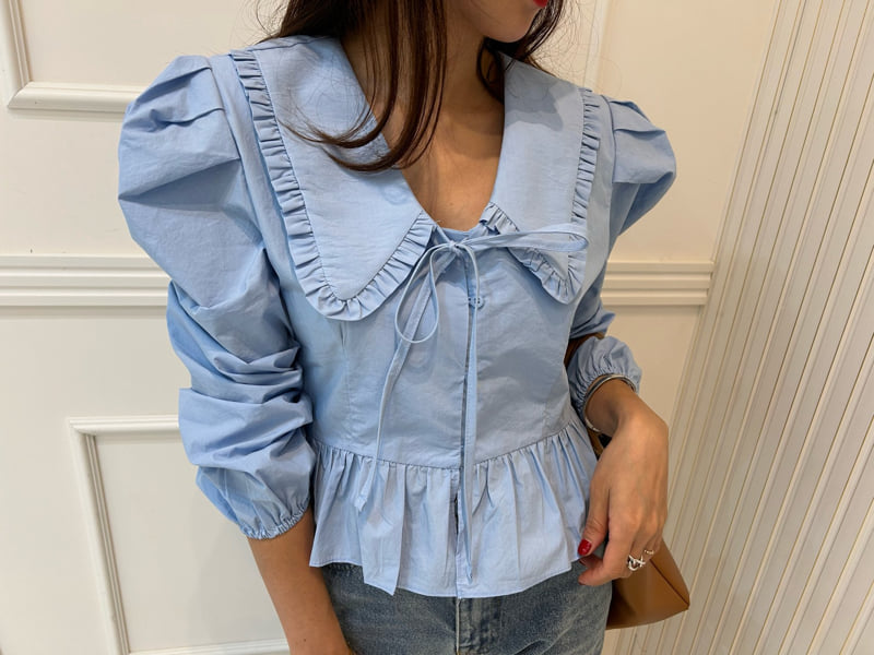 Pearls room - Korean Women Fashion - #womensfashion - Collar Blouse - 10