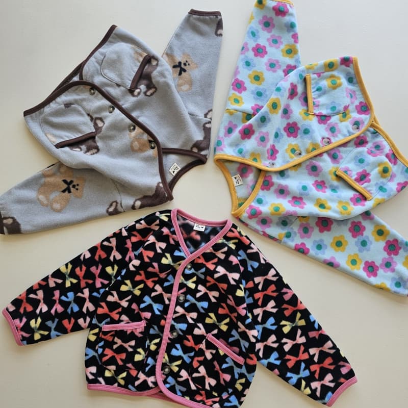 1St Blue - Korean Children Fashion - #designkidswear - Fleece Graphic Cardigan - 9