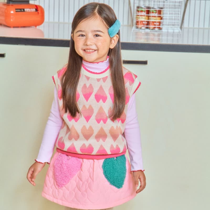 1St Blue - Korean Children Fashion - #kidsstore - Heart Jacquard Vest - 2