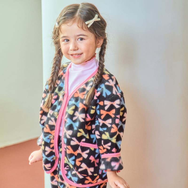 1St Blue - Korean Children Fashion - #littlefashionista - Fleece Graphic Cardigan - 2