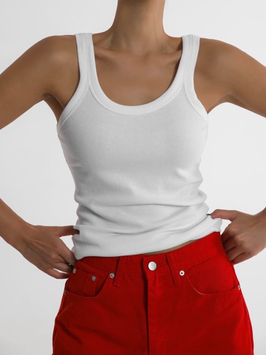 ​Sleeveless Rib Jersey Tank Top